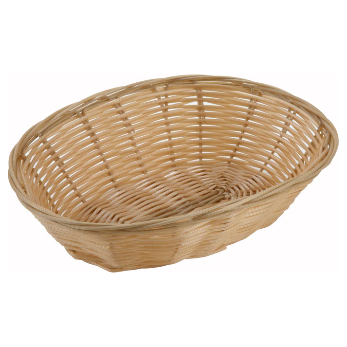Tan Poly Woven Baskets - / Oval