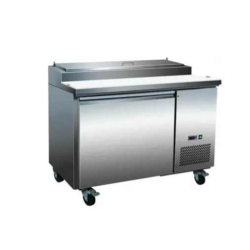 Serv-Ware PP44-6-HC 47" Refrigerated Pizza Prep Table w/ 1 Door, (6) 1/3 Pans, 12 cu. ft. 