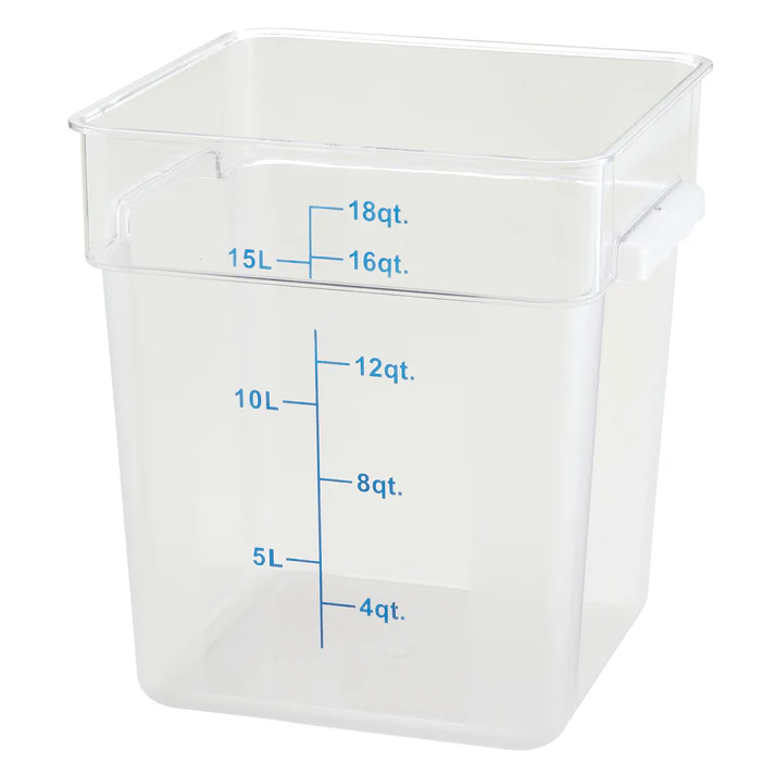 Square Storage Container, Clear Polycarbonate - 18 Quart