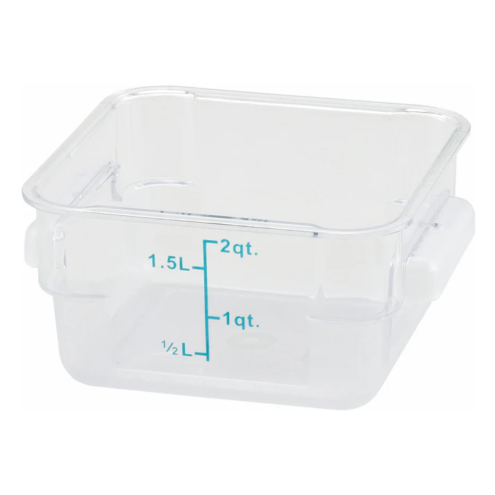 Square Storage Container, Clear Polycarbonate - 2 Quart