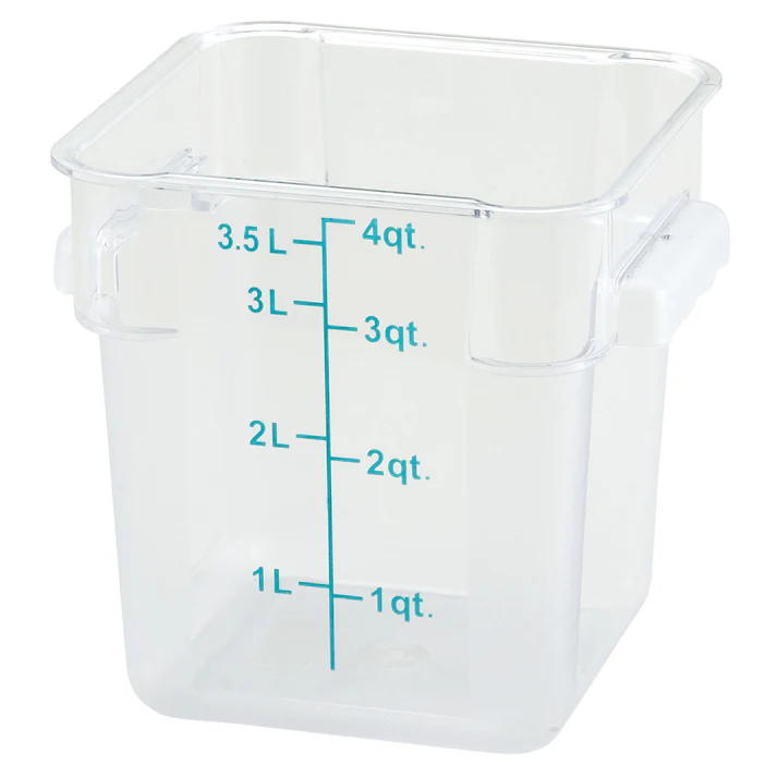 Square Storage Container, Clear Polycarbonate - 4 Quart