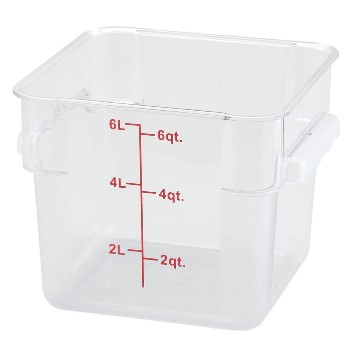 Square Storage Container, Clear Polycarbonate - 6 Quart