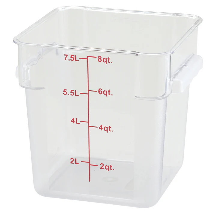 Square Storage Container, Clear Polycarbonate - 8 Quart