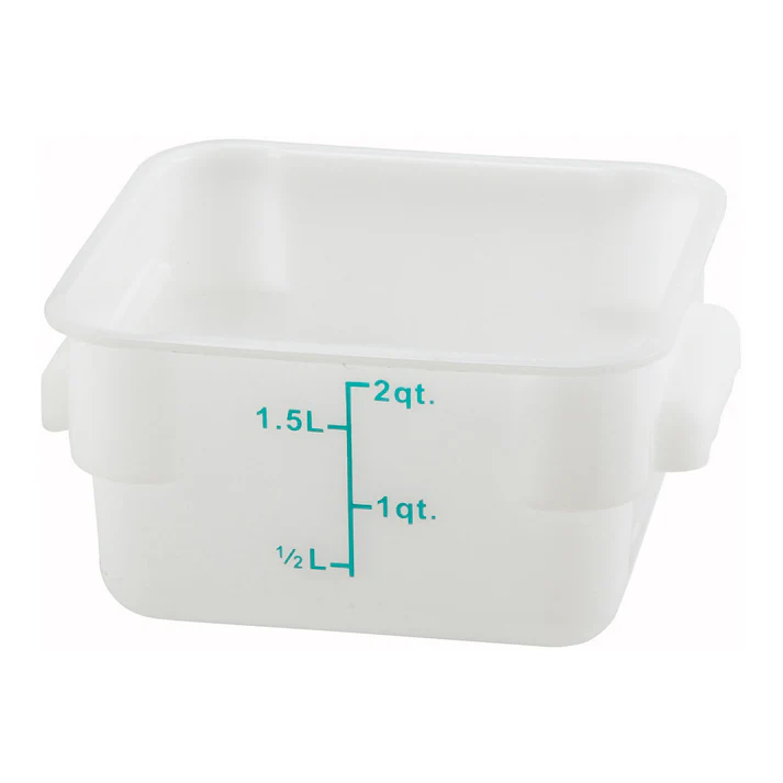 Square Storage Container, White Polypropylene - 2 Quart