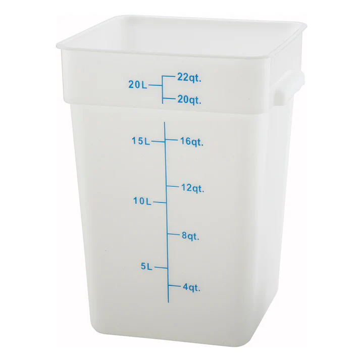  Square Storage Container, White Polypropylene - 22 Quart