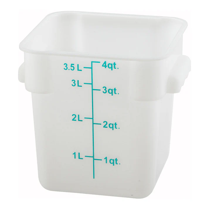 Square Storage Container, White Polypropylene - 4 Quart