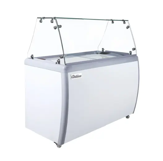8-Tub Ice Cream Dipping Cabinet Freezer with Sneeze Guard