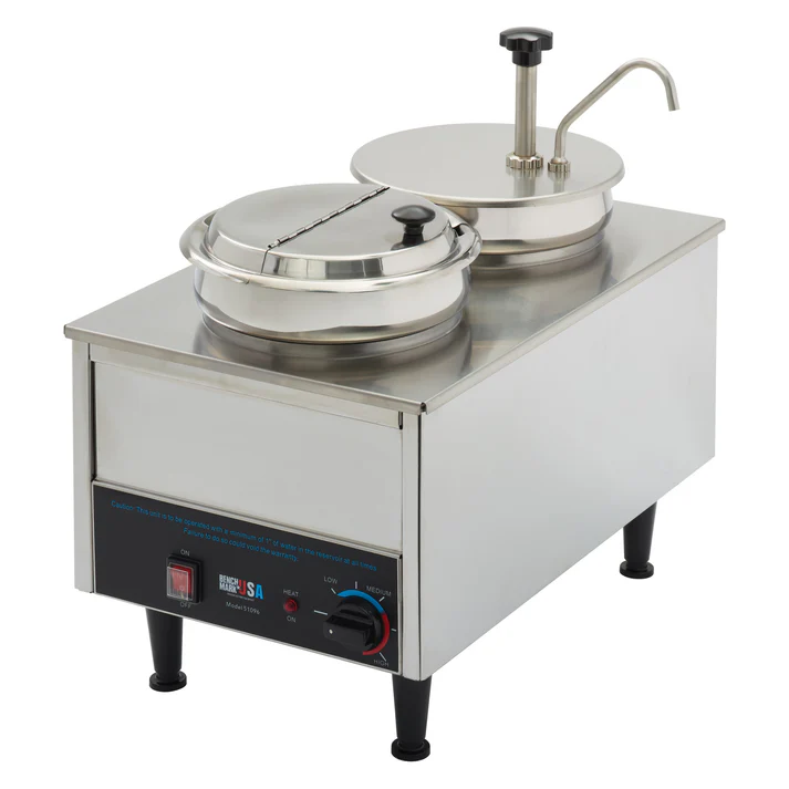  BenchmarkUSA Dual-Well Food Warmer - 1 Pump, 1 Ladle, 1 Lid