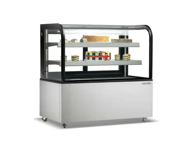 Marchia MB48 48" Curved Glass Refrigerated Bakery Display Case, Stainless Steel 
