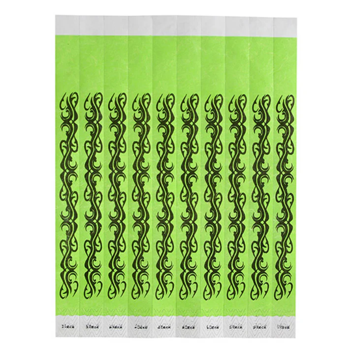 Bar Maid Waterproof Tear-Free Wristbands - Tattoo (Green/Black) (500 Pieces/Pack)