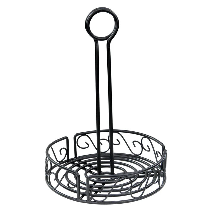 6-1/4" Round Wire Condiment Caddy with Handle