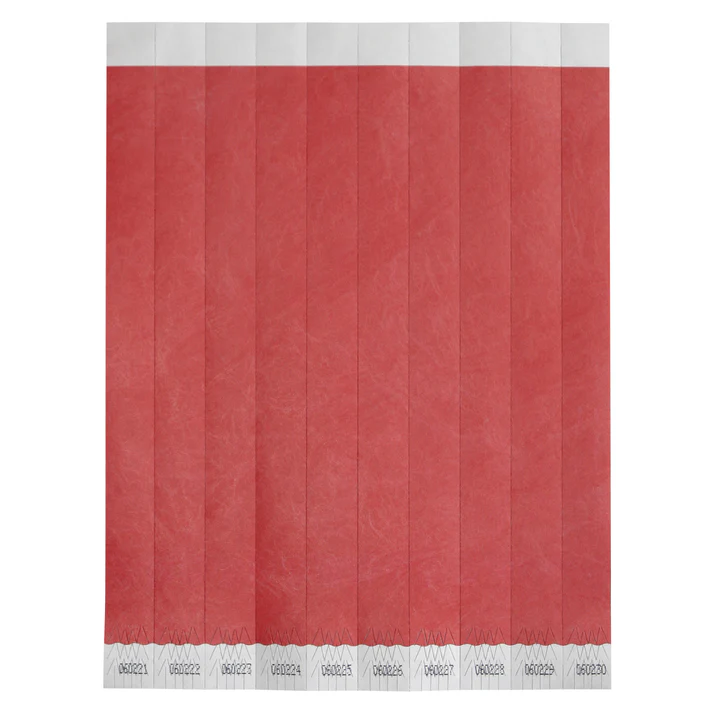  Bar Maid Waterproof Tear-Free Wristbands - Red Solid (500 Pieces/Pack)