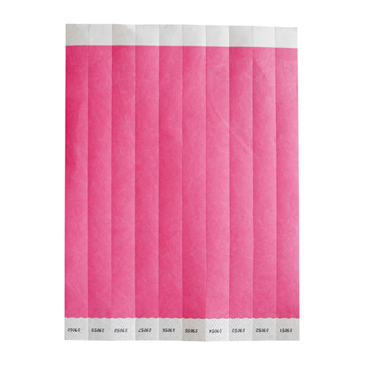 Bar Maid Waterproof Tear-Free Wristbands - Pink Solid (500 Pieces/Pack)