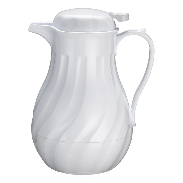 Swirl Pattern Push Button Insulated Beverage Server - White, 64 oz