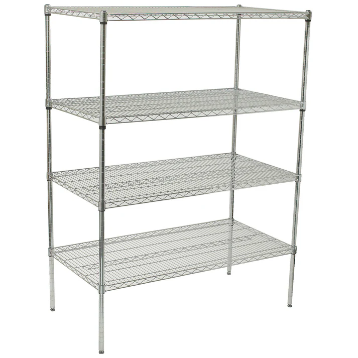 - 4-Tier Wire Shelving Set, Chrome-Plated - 24" x 48"