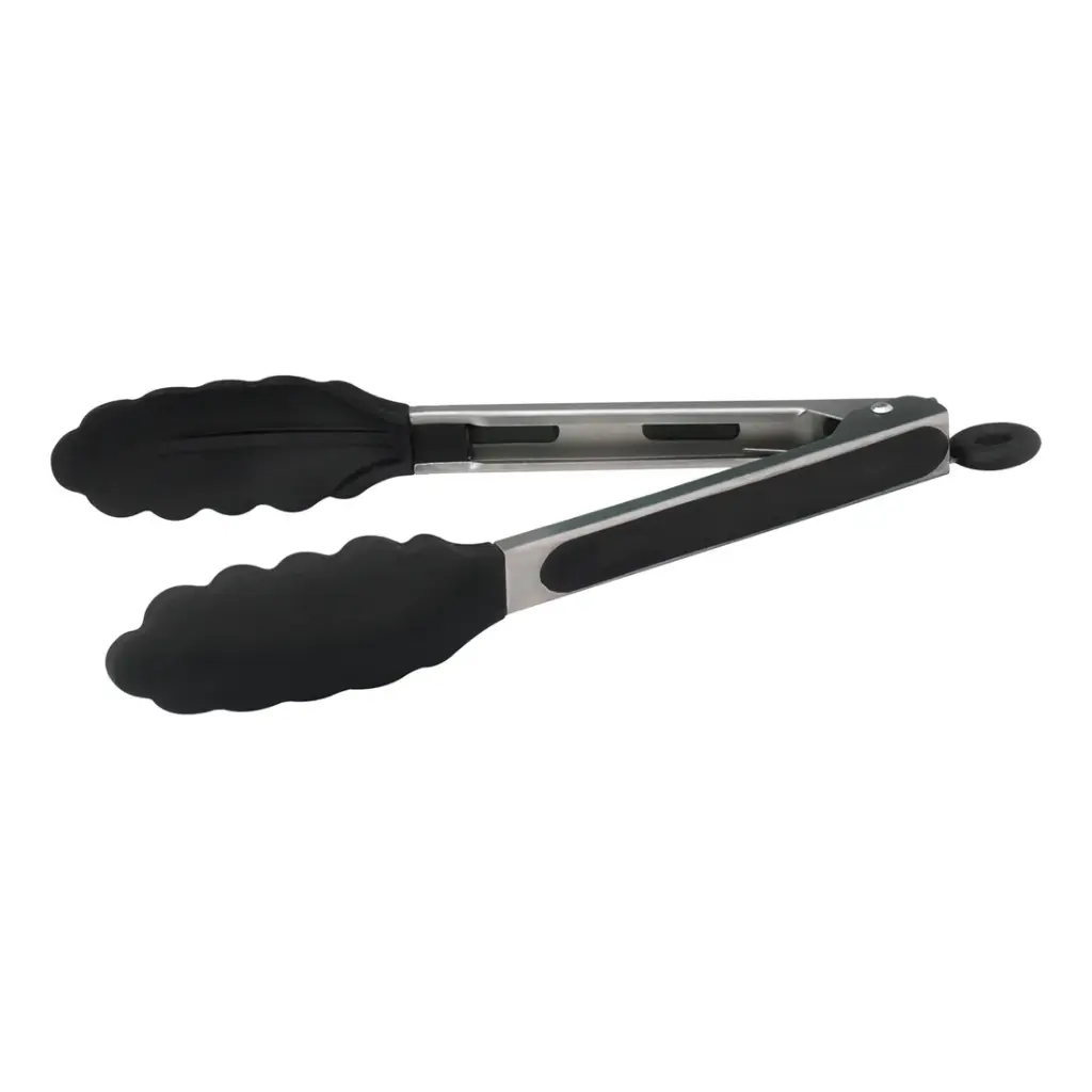 Silicone Grip Utility Tongs with Lock Clip, Stainless Steel - 9