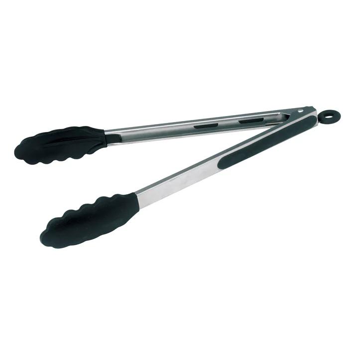 Silicone Grip Utility Tongs with Lock Clip, Stainless Steel - 12