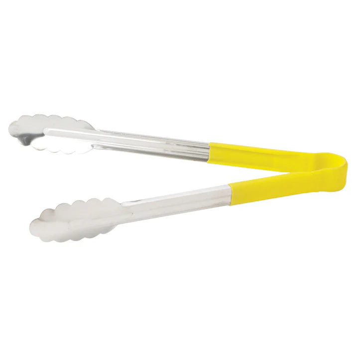 Heat Resistant Heavy-Duty Utility Tongs with Polypropylene Handle - 12", Yellow