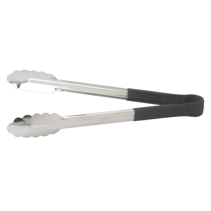 Heat Resistant Heavy-Duty Utility Tongs with Polypropylene Handle - 12", Black