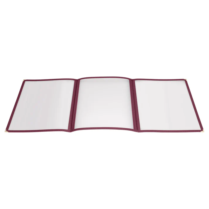 Tri-Fold Triple Panel Menu Cover, 9-1/2" x 12-1/8" - Burgundy
