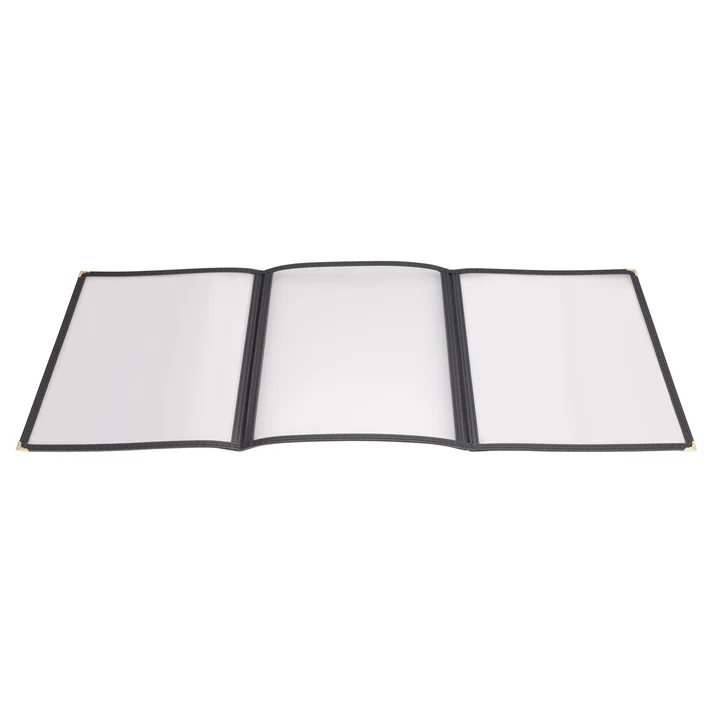 Tri-Fold Triple Panel Menu Cover, 9-1/2" x 12-1/8" - Black