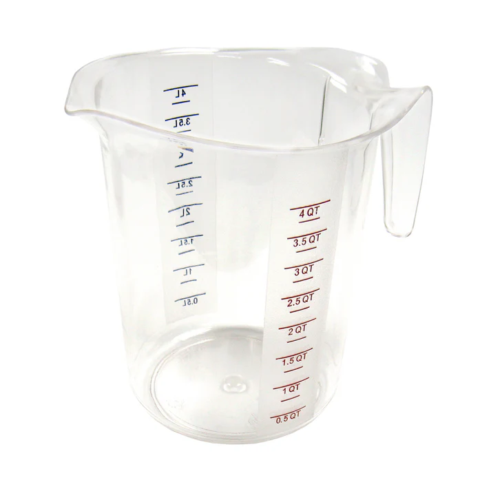 Polycarbonate Measuring Cup with Color Graduations - 4 Quart