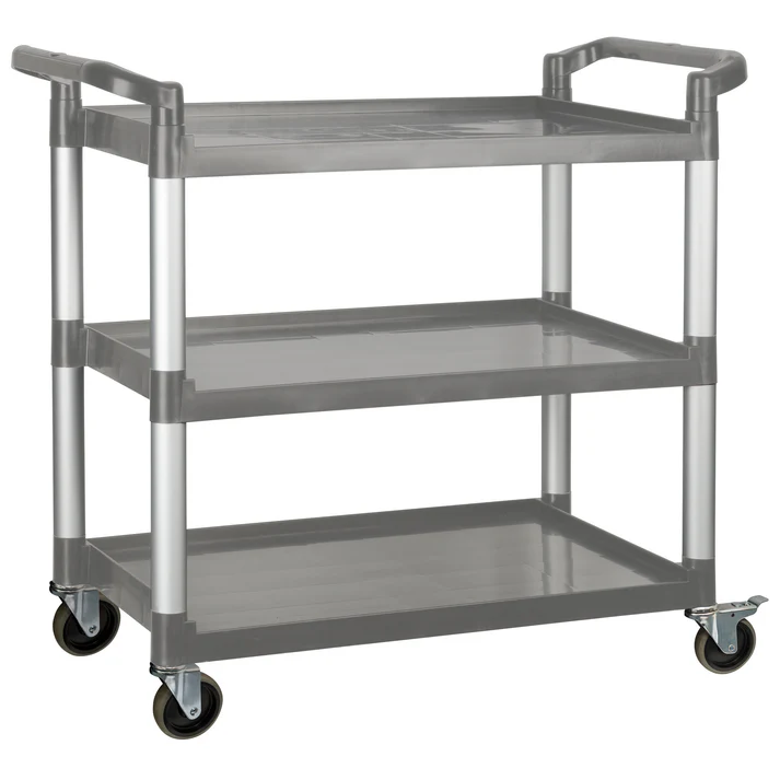  3-Tier Utility Carts with Brakes - Gray, 40-3/4L x 19-1/2W x 37-3/8H