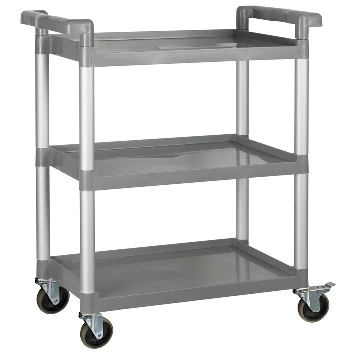- 3-Tier Utility Carts with Brakes - Gray, 32L x 16-1/8W x 36-3/4H