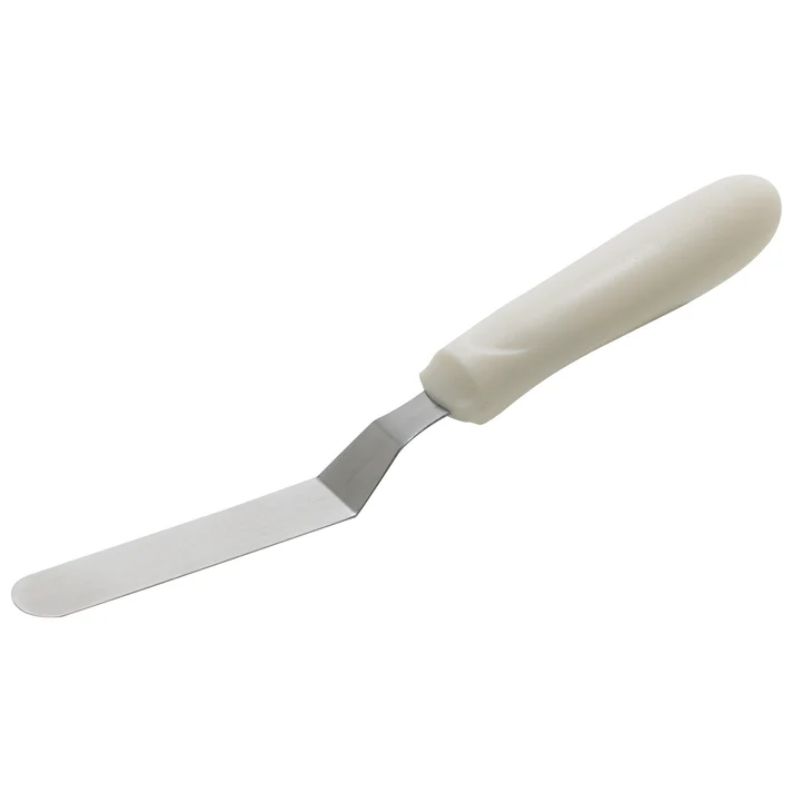  Spatula with Offset, White Polypropylene Handle - 3-1/2" x 3/4"