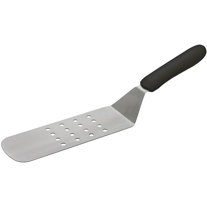 Perforated Flexible Turner with Offset, Black Polypropylene Handle, 8-1/4" x 2-7/8" Blade