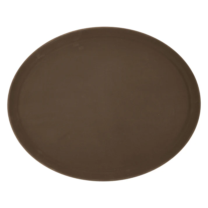 Deluxe Fiberglass Tray, Non-Slip, Oval, 27" x 22" - Brown