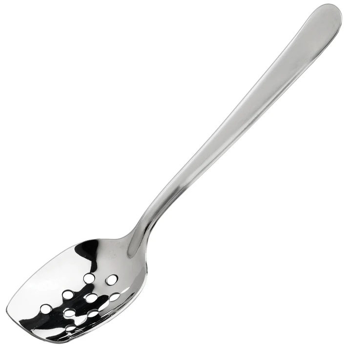 Slanted Plating Spoon - Perforated, 8" 