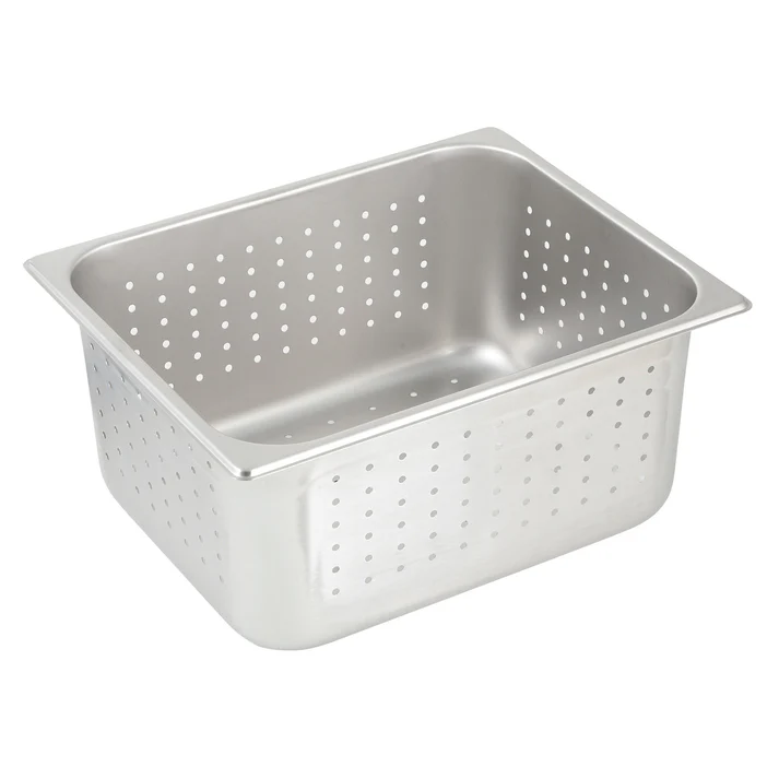 Perforated Steam Pan, 25 Gauge Stainless Steel - Half, 6"