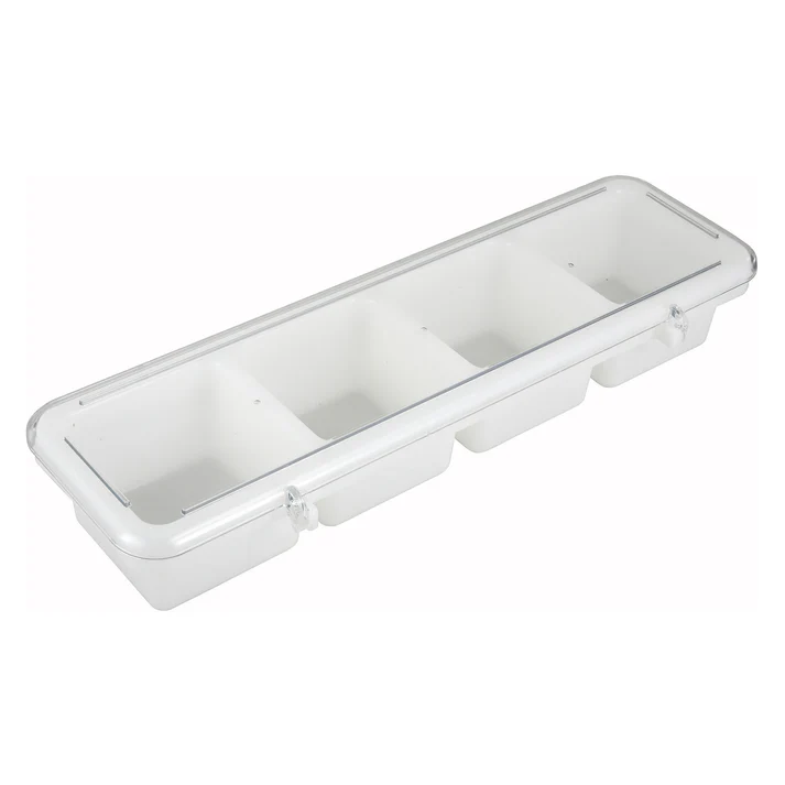 Condiment Holder, 4 Compartment, White, Plastic