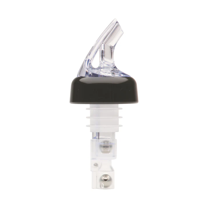Bar Maid 1-1/4 oz "Premium Pour" Measured Pourers, Clear with Black Collar - 12 Pieces/Pack