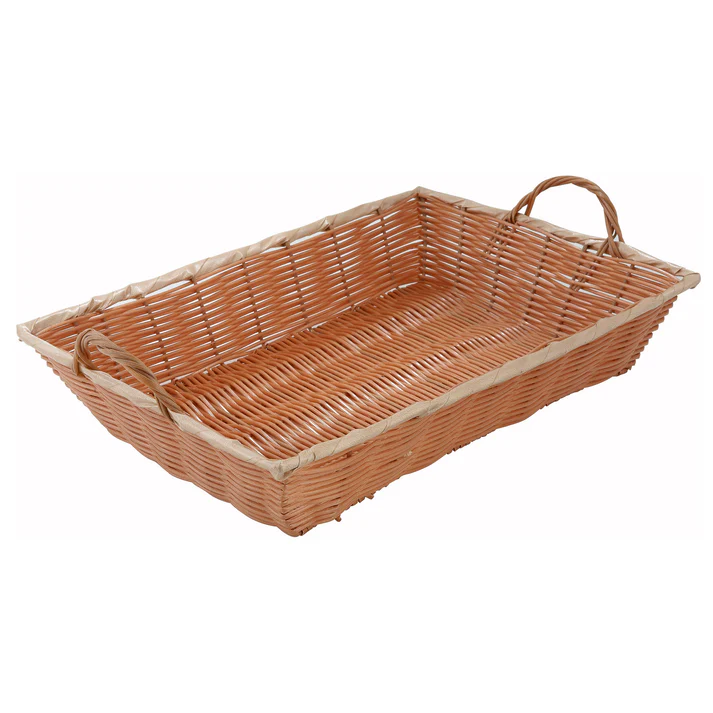 Natural Woven Basket, Rectangular with Handles