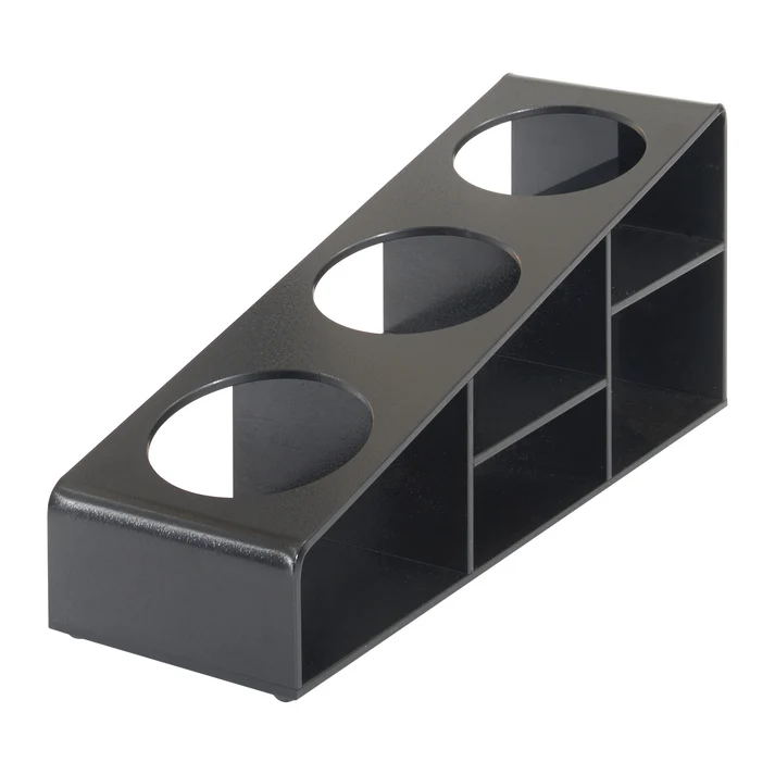 Syrup/Condiment Bottle Organizer, 3-Compartments, Black