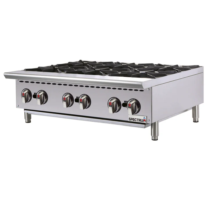 Spectrum Gas Hot Plate, 36" Wide, 6-Burner, Natural / LP