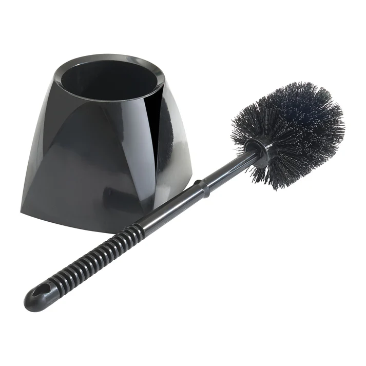 Toilet Bowl Brush with Caddy, PP, Black