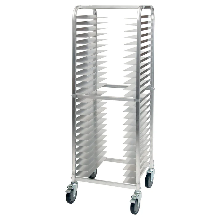 - 26-Tier Pizza Pan Rack with Brakes - 2" Spacing