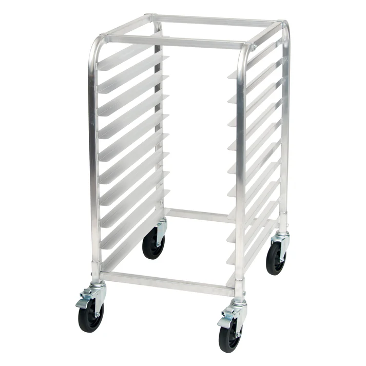  10-Tier End-Load Sheet Pan Rack with Brakes - 3" Spacing