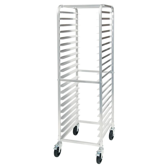 20-Tier End-Load Sheet Pan Rack with Brakes - 3" Spacing