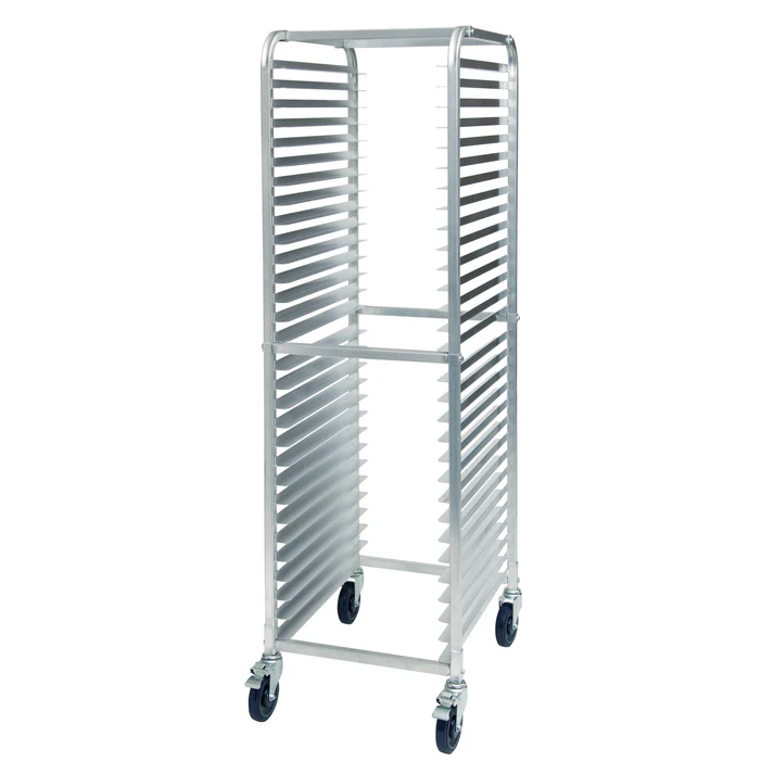 30-Tier End-Load Sheet Pan Rack with Brakes - 2" Spacing