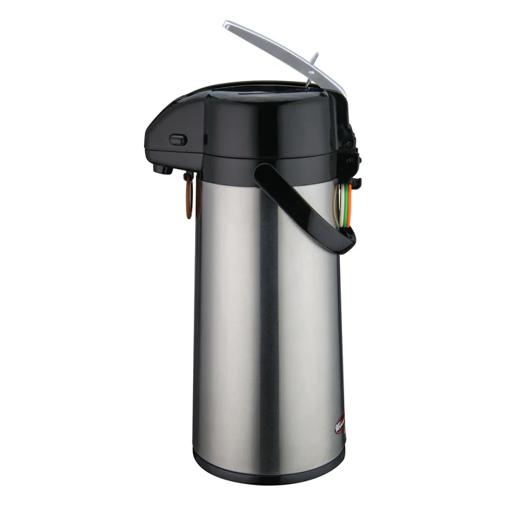 Glass Lined Airpot with Lever Top, Stainless Steel Body - 2.2 Liter