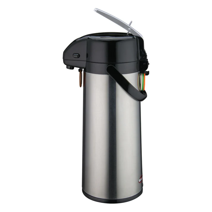 Glass Lined Airpot with Lever Top, Stainless Steel Body - 2.5 Liter