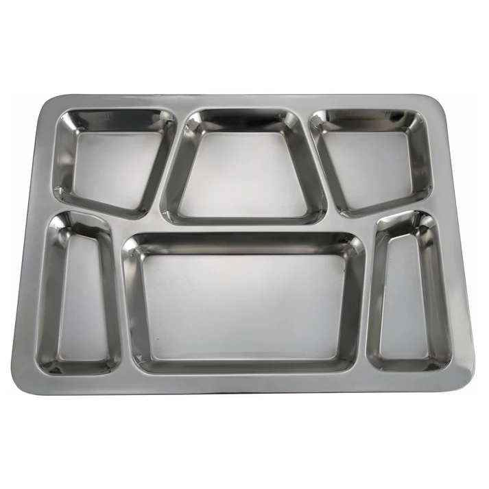 Stainless Steel 6 Compartment Mess Trays - B
