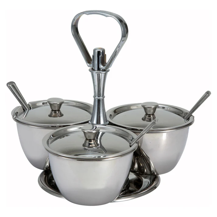 Relish Server, 3 Compartments, Stainless Steel