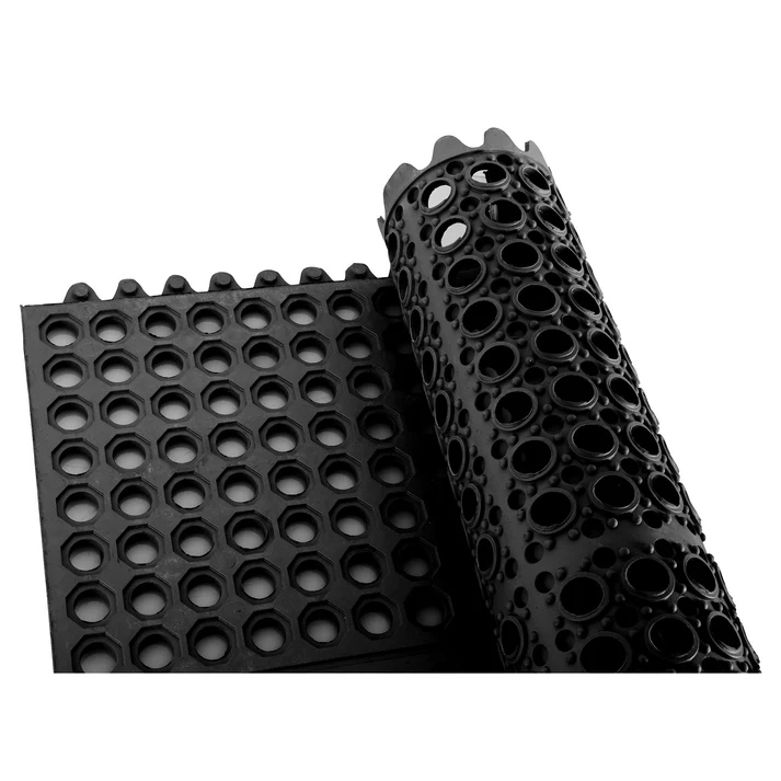  Rubber Interlocking Floor Mat, 3' x 3' - Black
