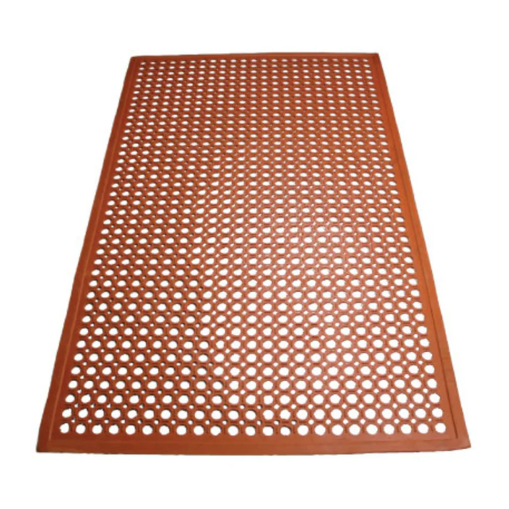 Rubber Floor Mats, Beveled Edge - Red, Rolled
