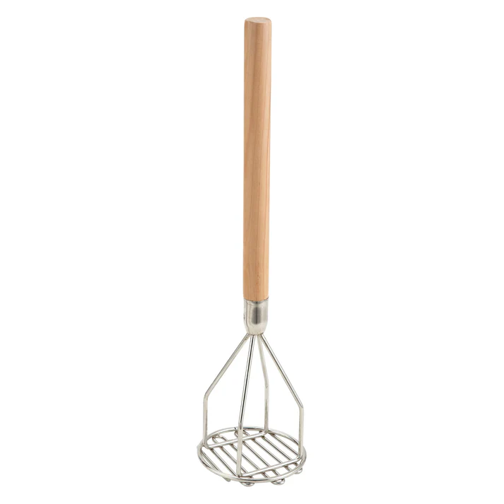 Potato Masher with Wooden Handle - 4" Round